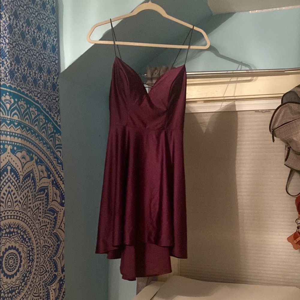 City Studio Dark Purple High Low Wrap Dress